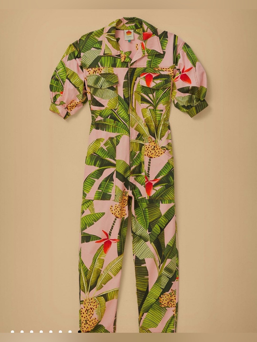 FARM Rio Pink & Green Banana Leaves Print Shirt